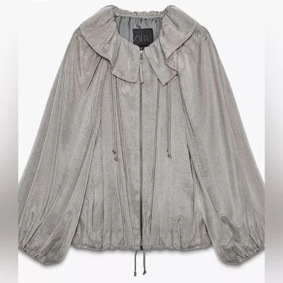 Zara ZW Collection Bomber Jacket | Light Gray | M | Gorgeous | NWT - Picture 2 of 11